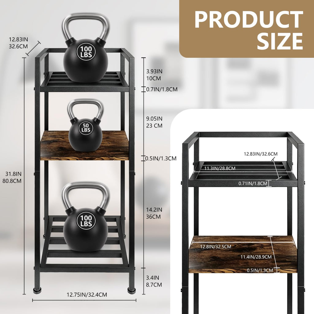 Black Metal Wood 3 Tier Water Dispenser Stand J90060