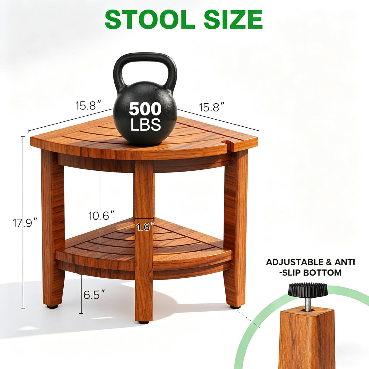 Teak Corner Shower Bench Stool L960