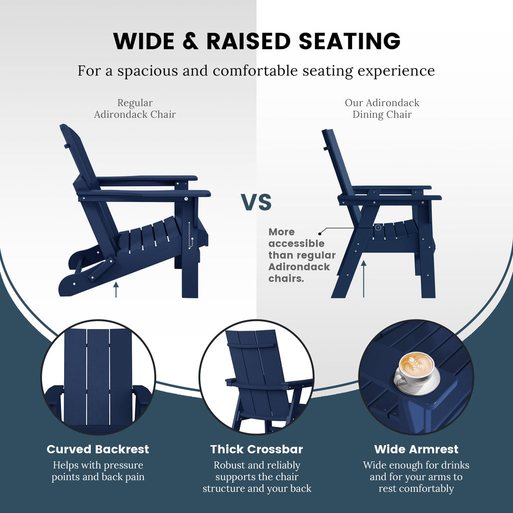 HDPE Adirondack Dining Chair Navy Blue L553