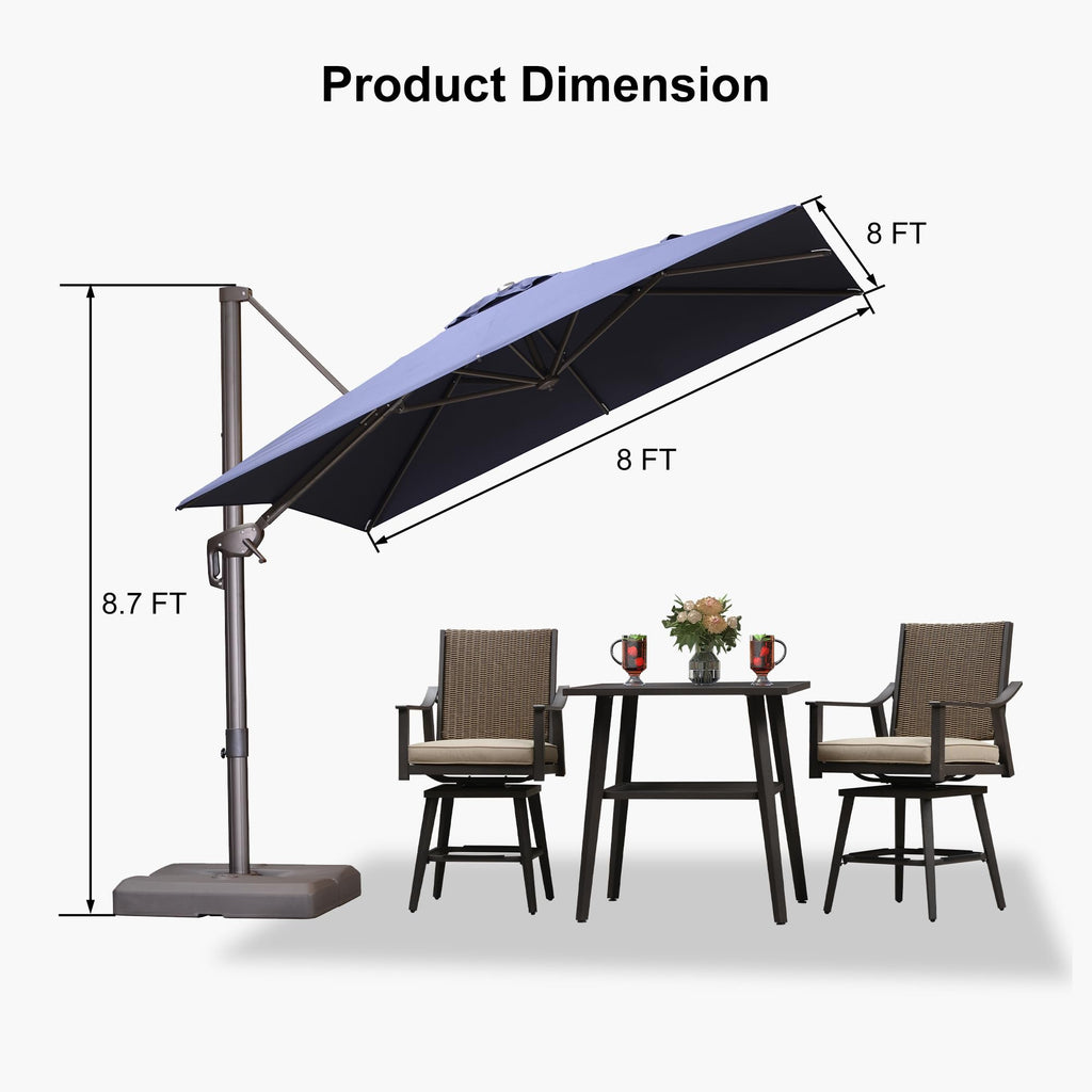 Navy Blue 8' X 8' Cantilever Umbrella with Base Y93773