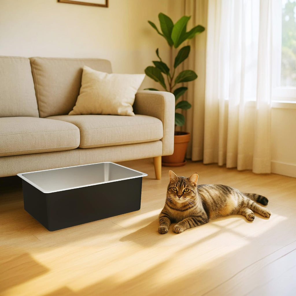 High Sided Stainless Steel Cat Litter Box M44520