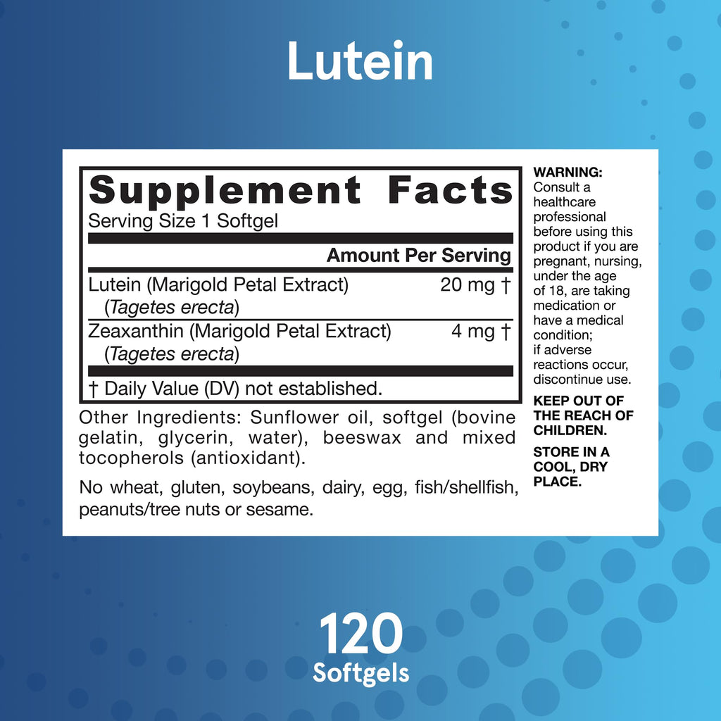 Lutein 20 mg with Zeaxanthin 120 Softgels U677067