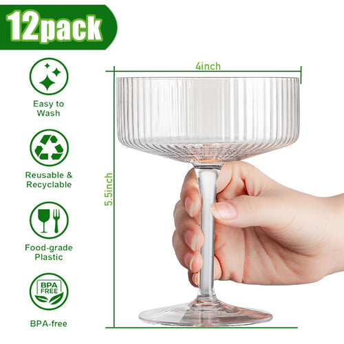 12 Pcs 10oz Acrylic Stem Cocktail Glassware Set P37758