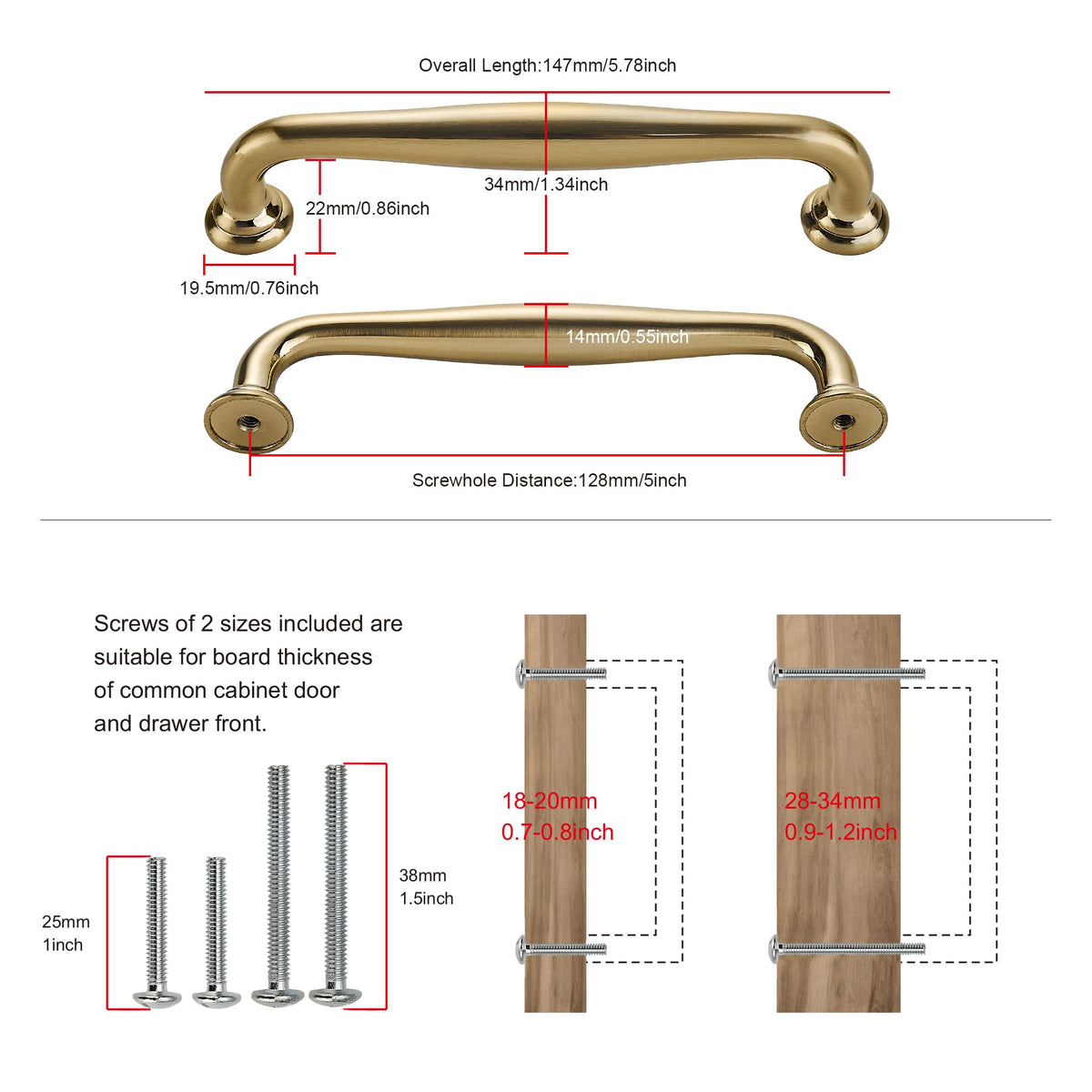 10 Pack 5" 128mm Champagne Bronze Cabinet Handles V368667