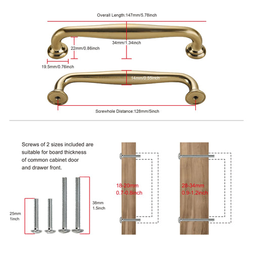 10 Pack 5" 128mm Champagne Bronze Cabinet Handles V368667