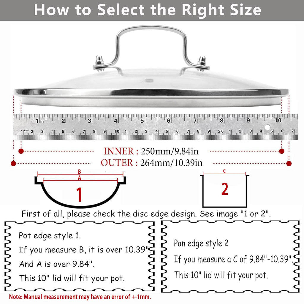 10 Inch Glass Lid for Cast Iron Skillet, Frying Pan, Skillet - Dishwasher Safe I627