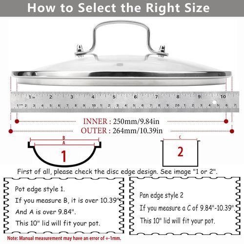 10 Inch Glass Lid for Cast Iron Skillet, Frying Pan, Skillet - Dishwasher Safe I627