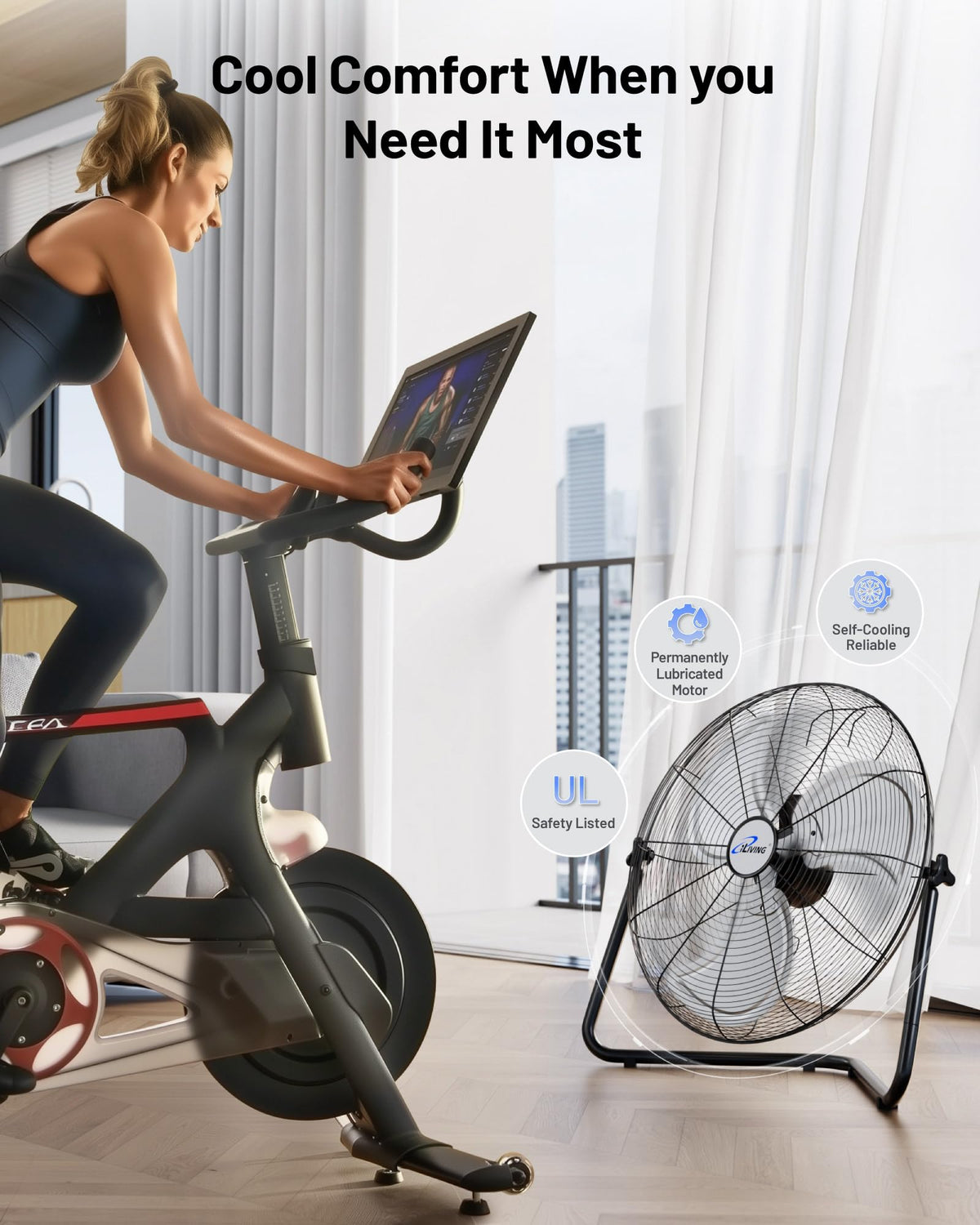 20 Inch Heavy Duty Floor & Wall Mount Fan, 3-Speed Black X8133