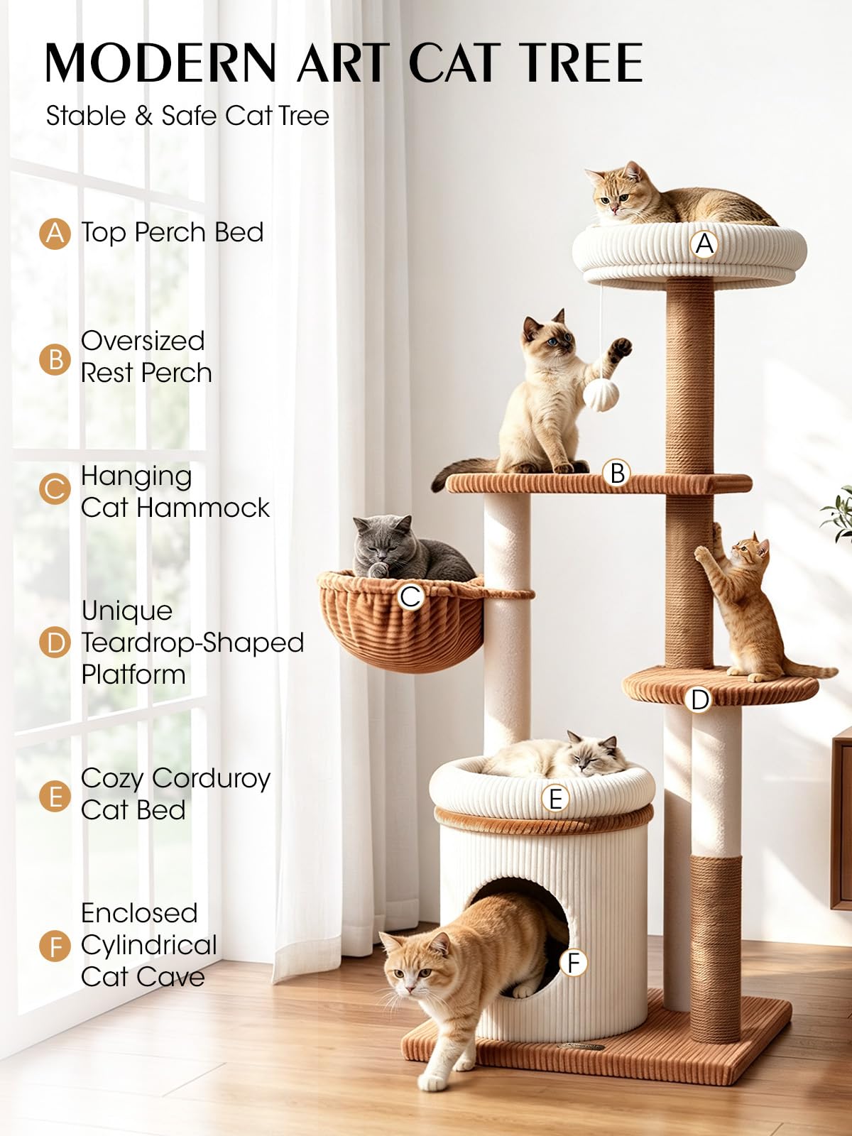 52" Corduroy Cat Tree Tower R887