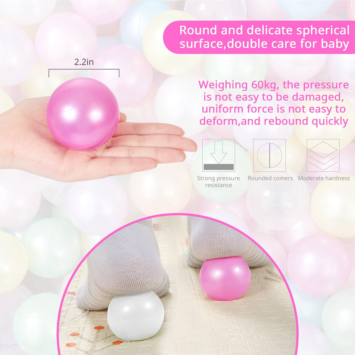 Pack of 100 200 500 BPA Free Non-Toxic Crush Proof Plastic Ball Pit Balls R392757