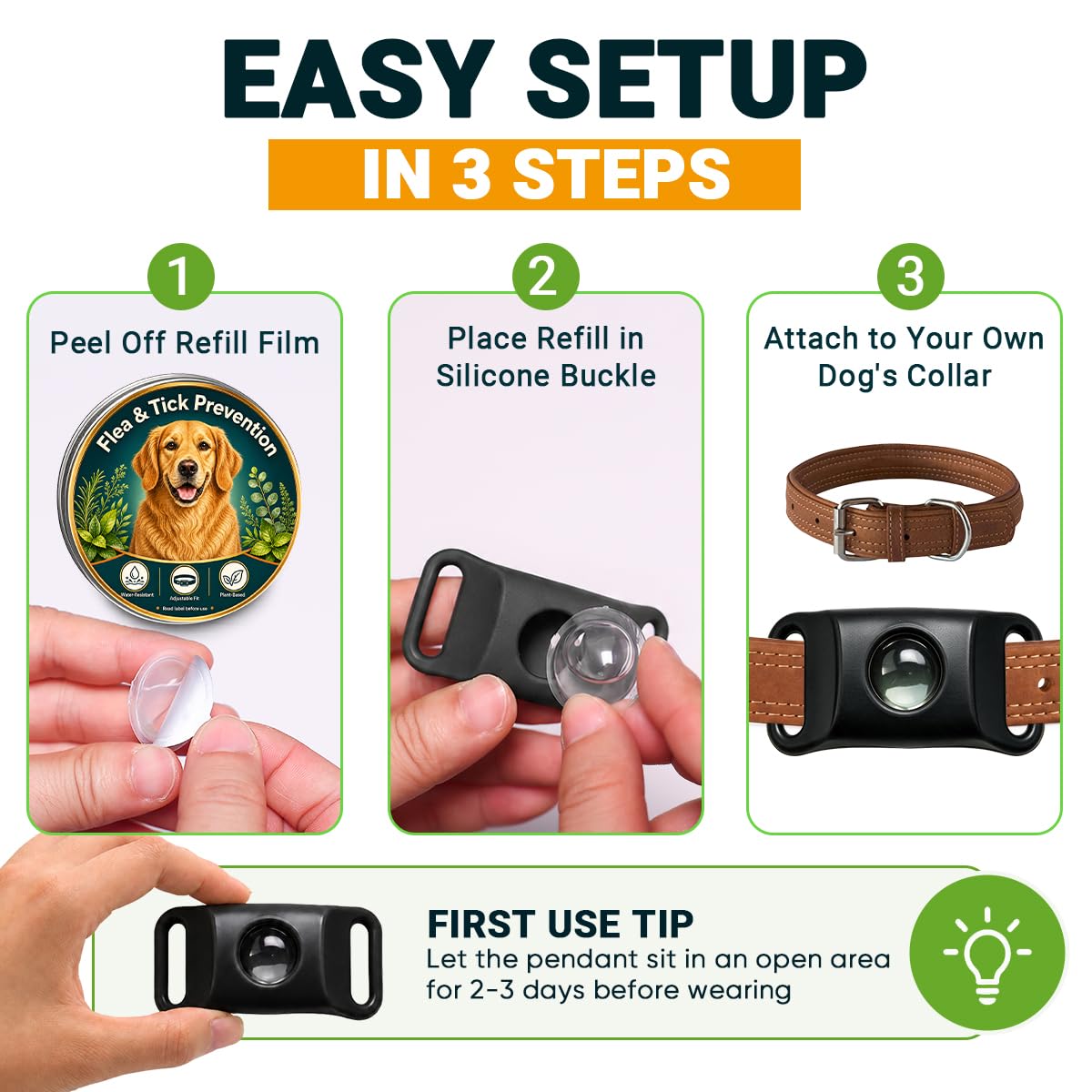 Flea and Tick Prevention Pendant for Dogs K8513