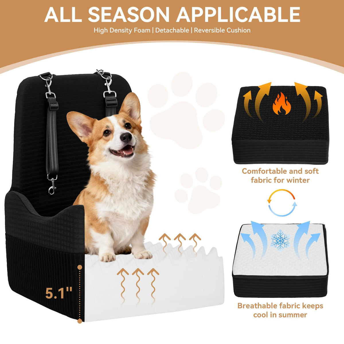 Dog Car Seat with Elevated Cushion C70257