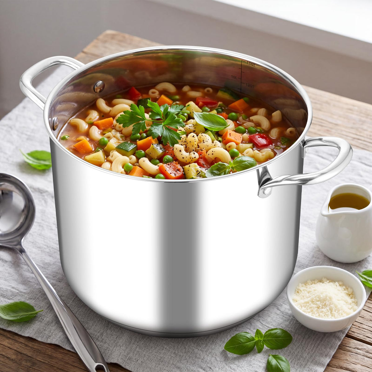 14Qt Stainless Steel Stock Pot with Lid L6034