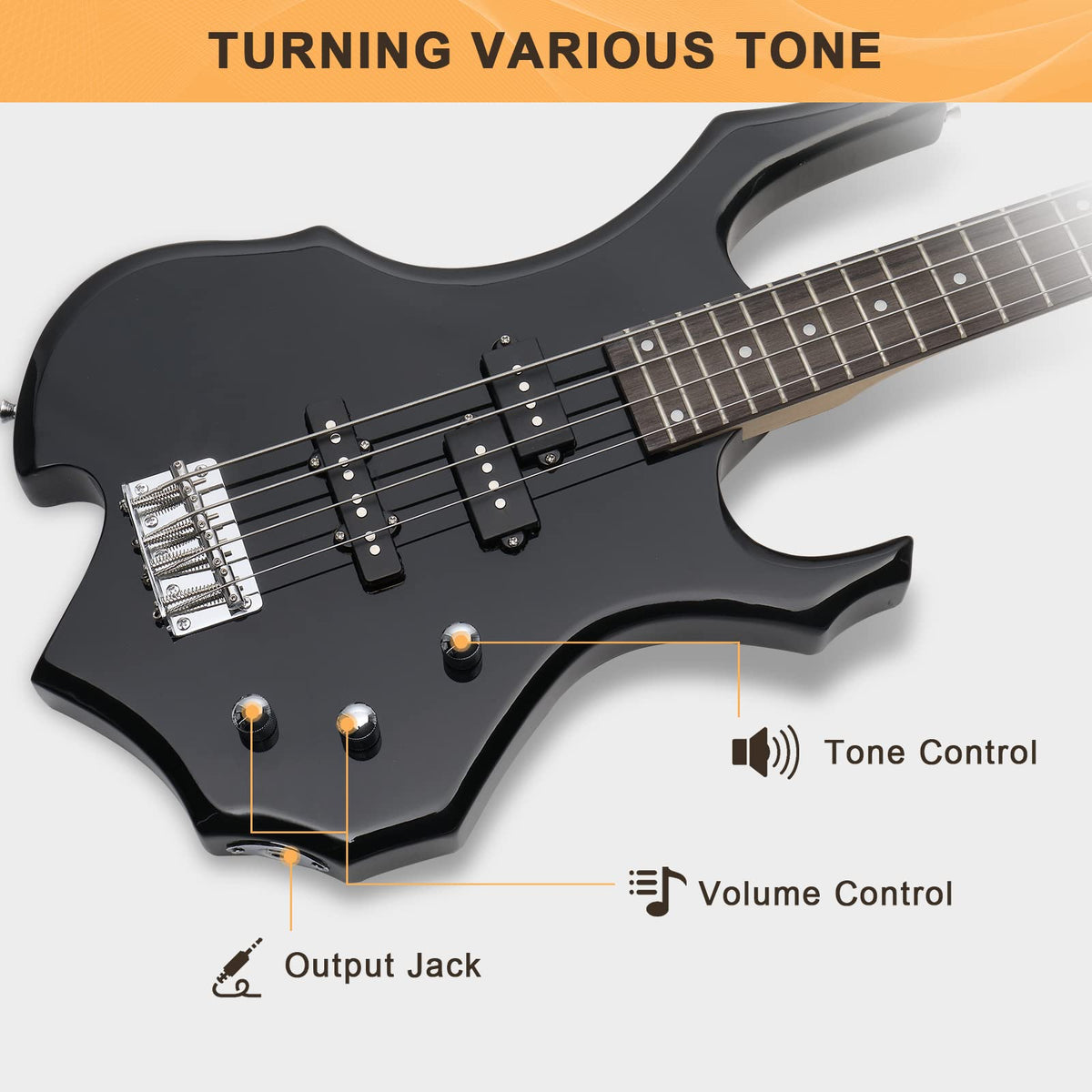 Electric Bass Guitar 4 Strings Black Z295044