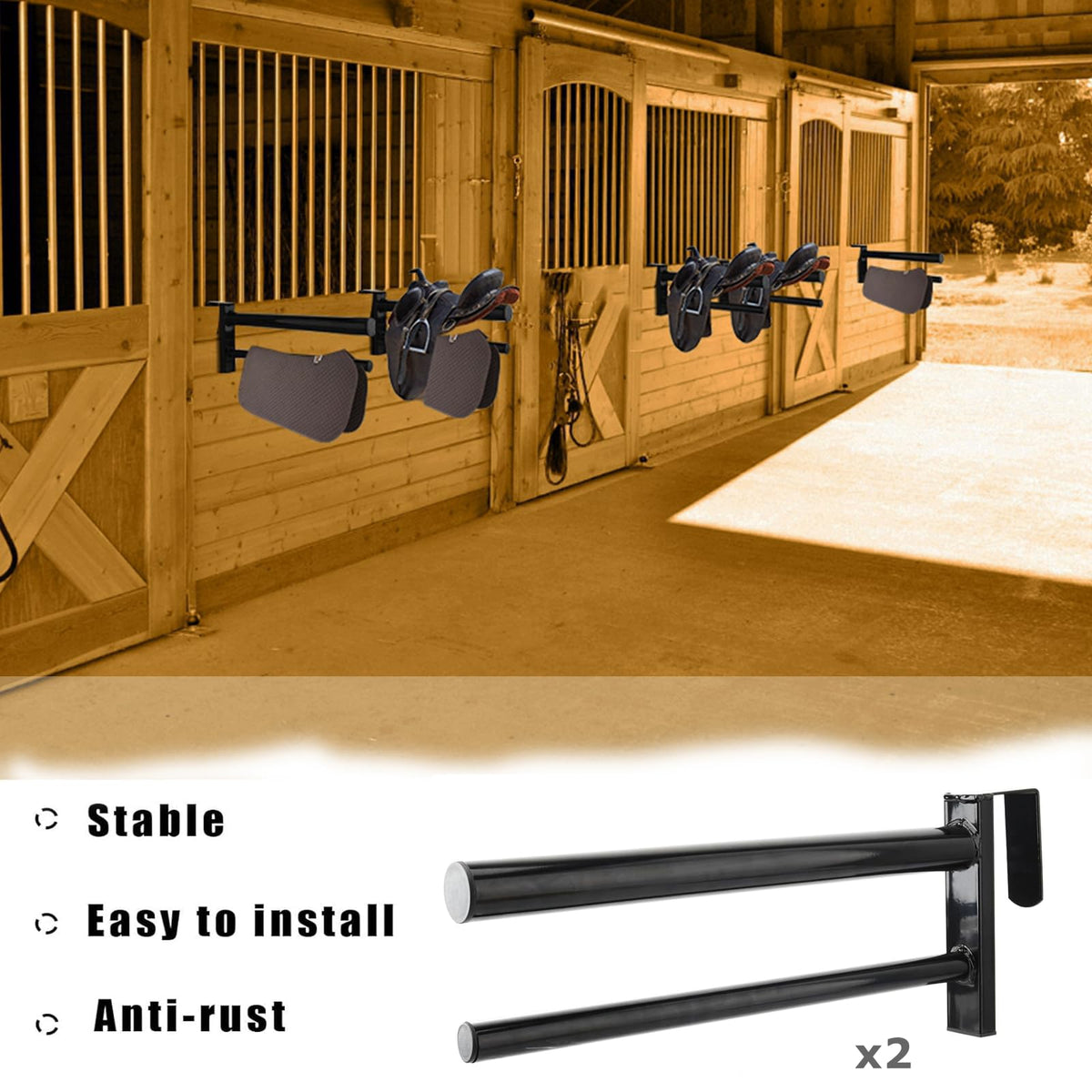 Heavy Duty Portable Saddle Rack Stand with 2 Bars D594027