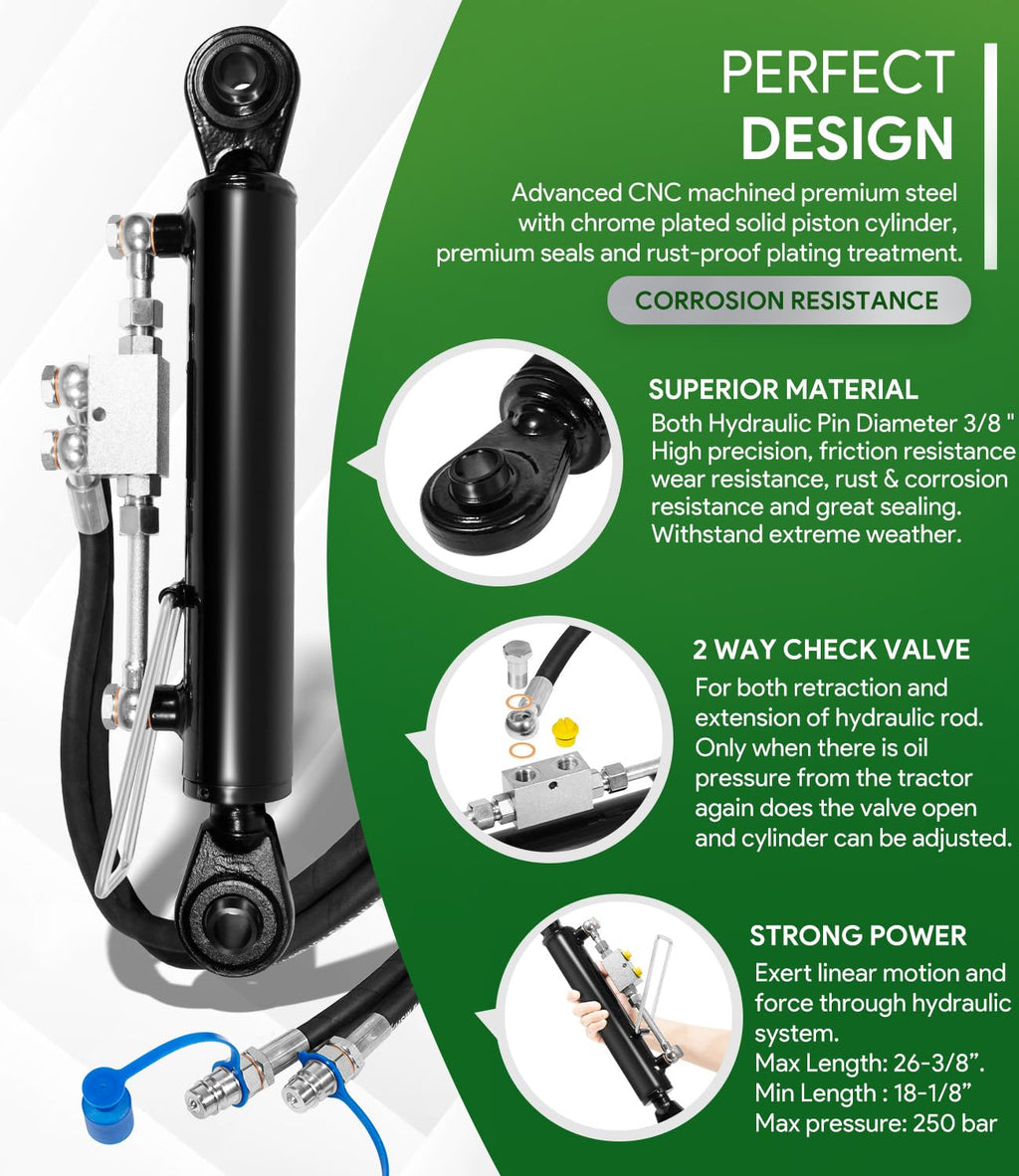 Hydraulic Top Link Cat. 1-1 with Locking Block and 2 Hose V487