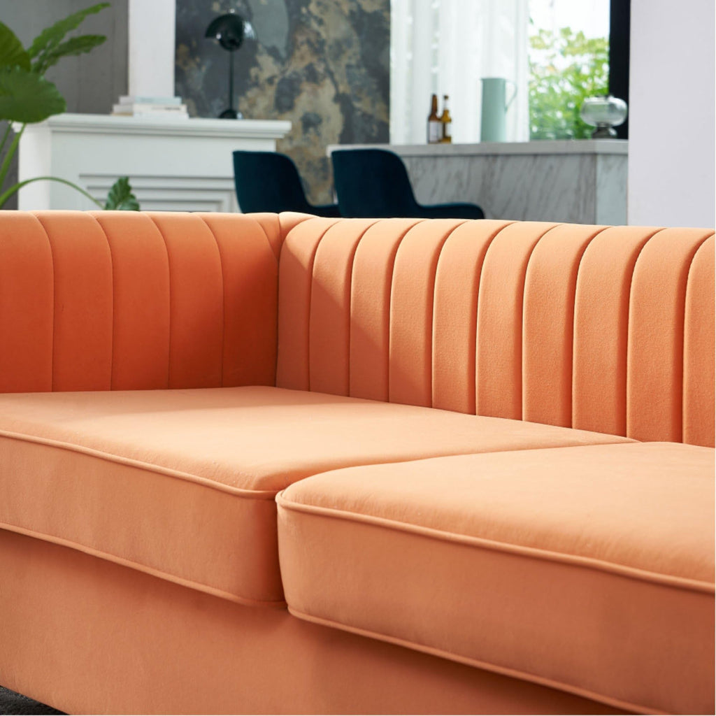 Orange Velvet Sofa Couch N464462