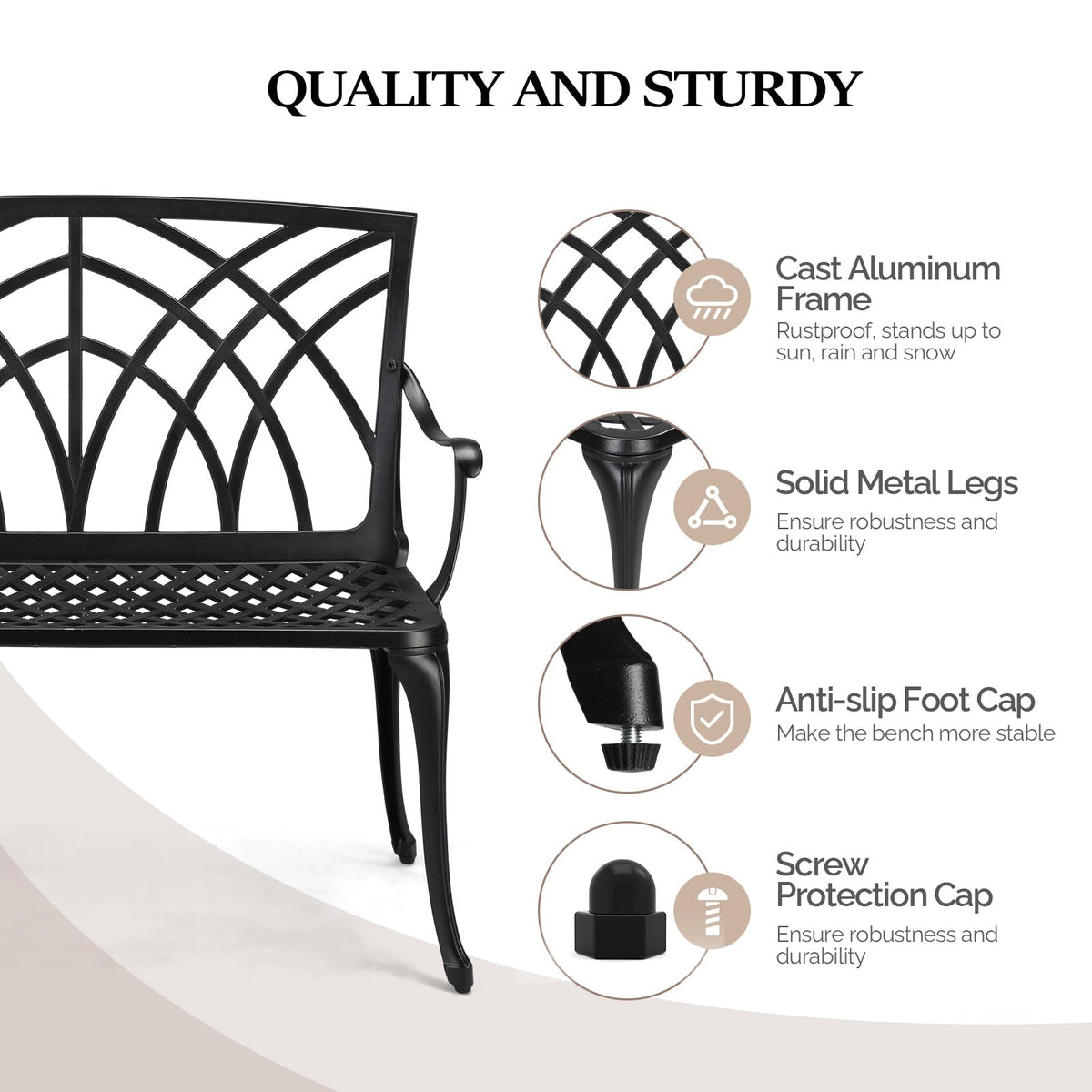 38" Black Metal Outdoor Bench C902
