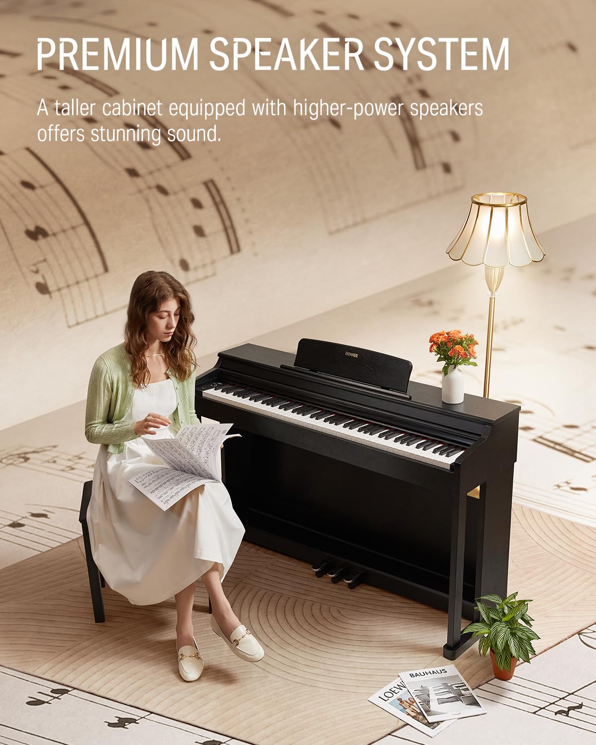 88-Key Weighted Action Digital Piano + Solid Wood Keyboard Bench H563961
