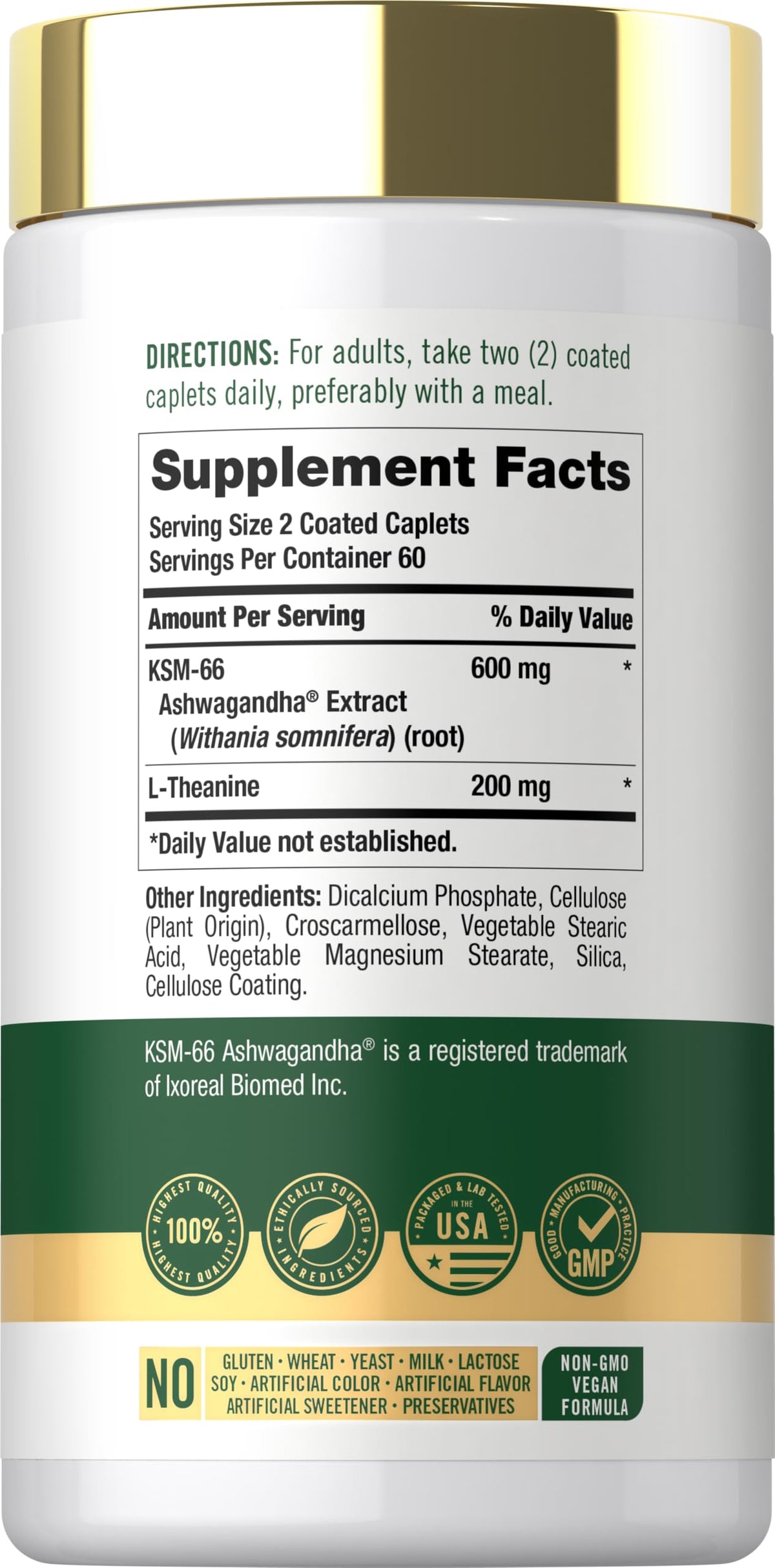 Ashwagandha Root Extract 600mg 120 Vegan Caplets Y96783
