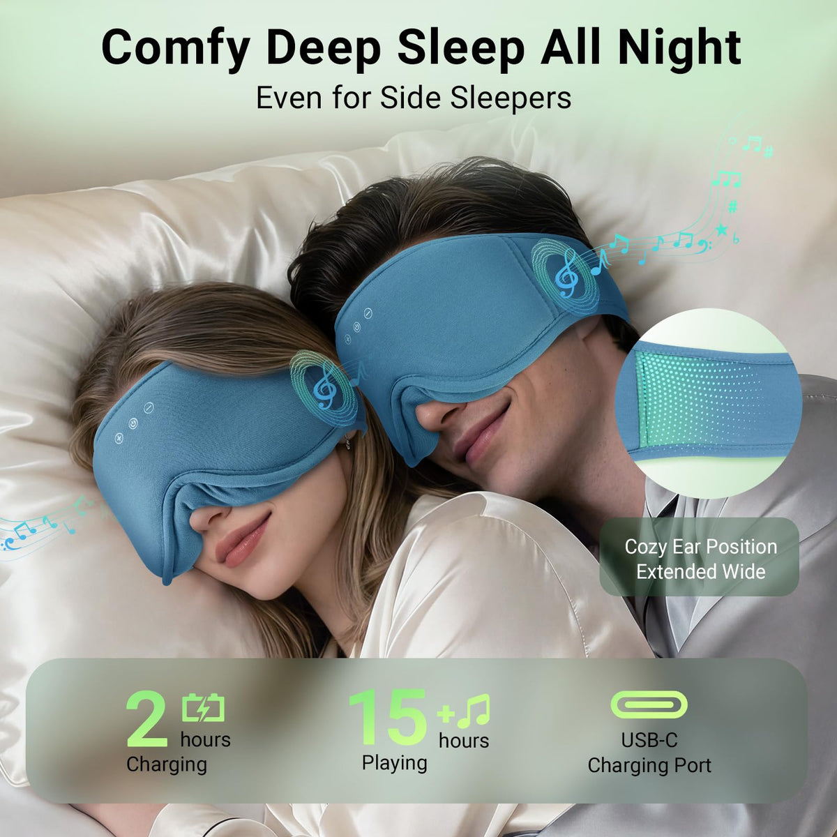 Bamboo Cotton Sleep Mask with Bluetooth Headphone V798993