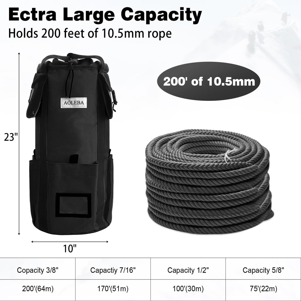 Arborist Rope Storage Bag Large Capacity 1680D Thicken Nylon with Hand Straps Z871