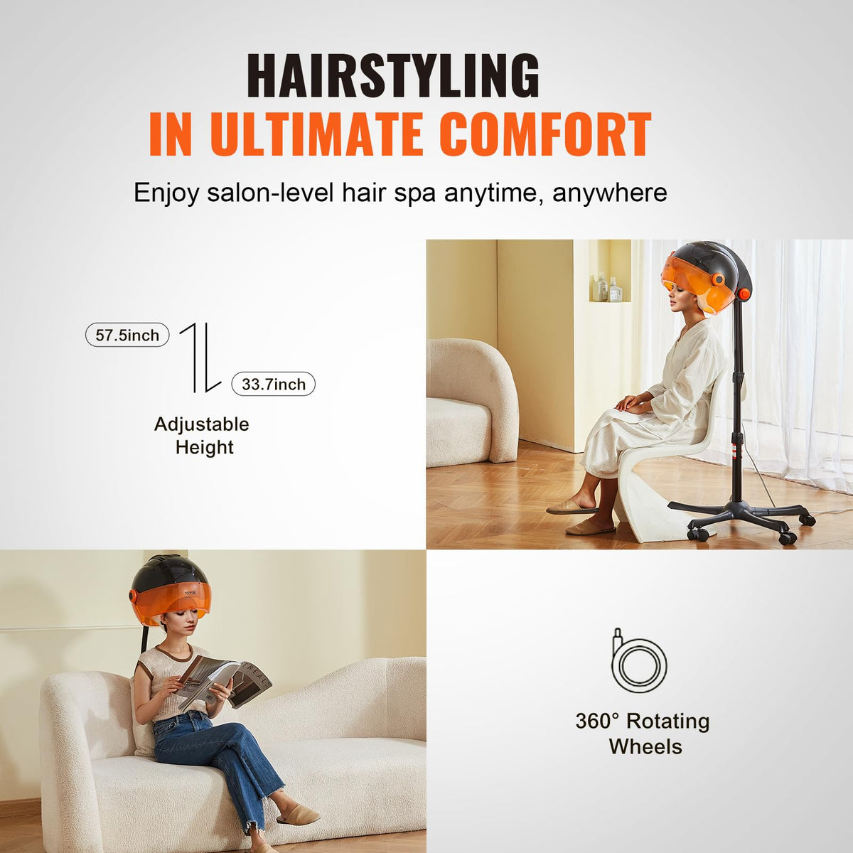 1875W Ionic Hooded Hair Dryer with Timer E72165