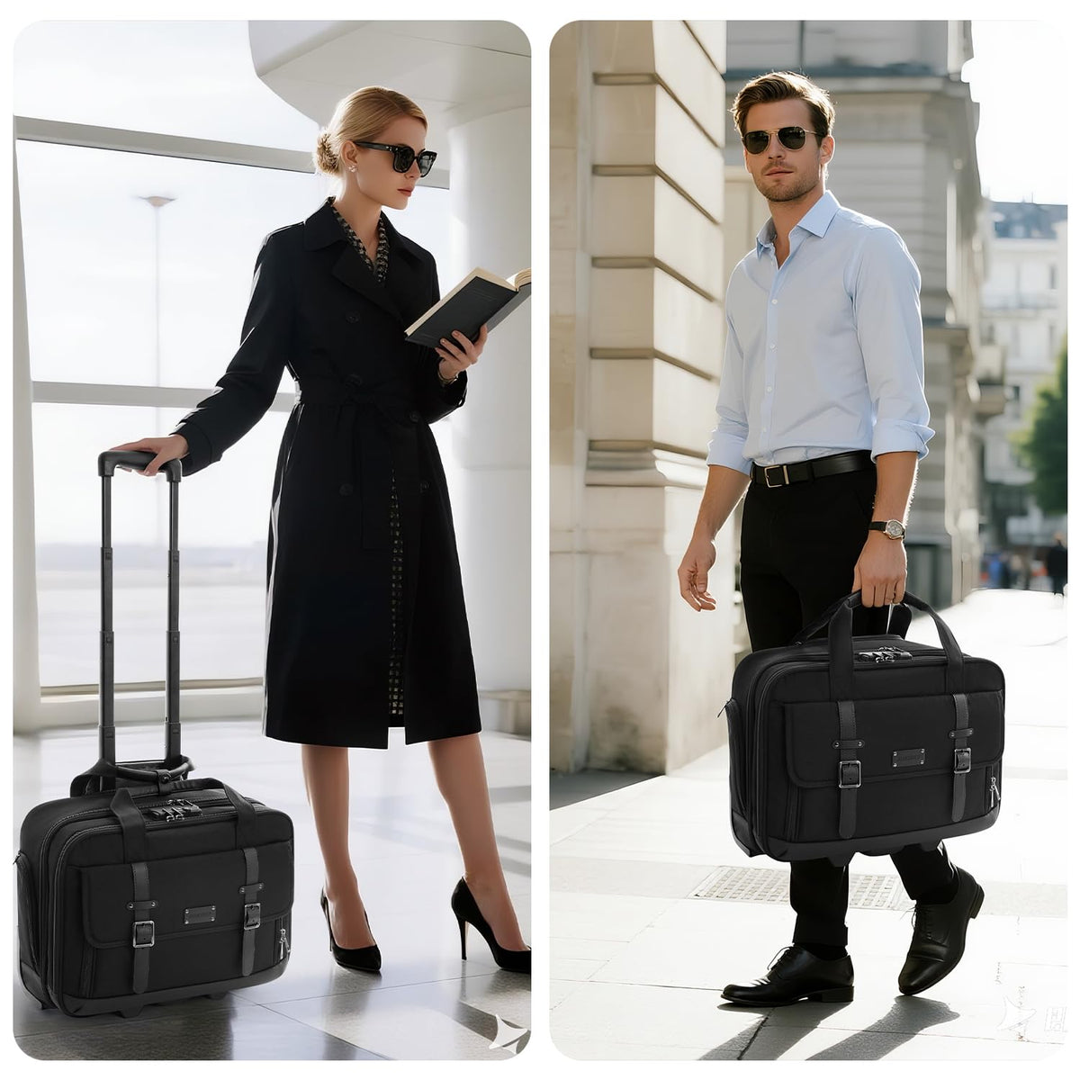 Black 16 Inch Rolling Laptop Bag A8142