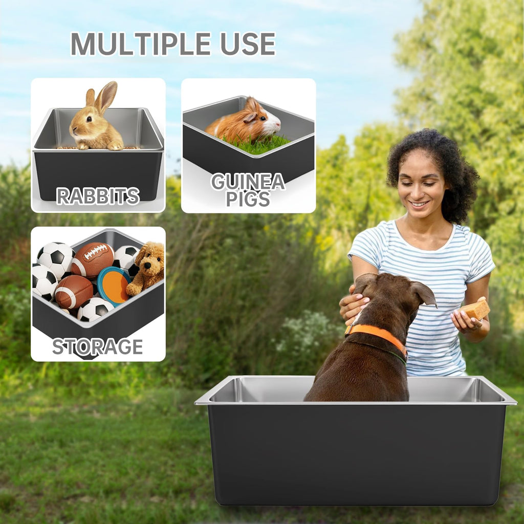 High Sided Stainless Steel Cat Litter Box M44520