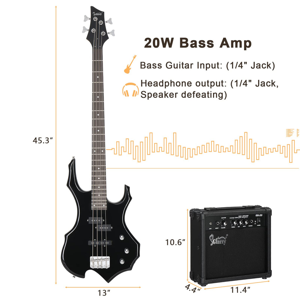 Electric Bass Guitar 4 Strings Black Z295044