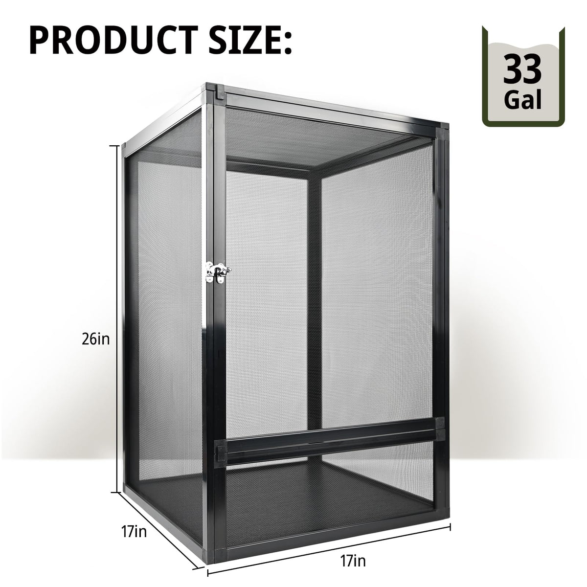 33 Gallon 26"x17"x17" Mesh Screen Reptile Enclosure S261