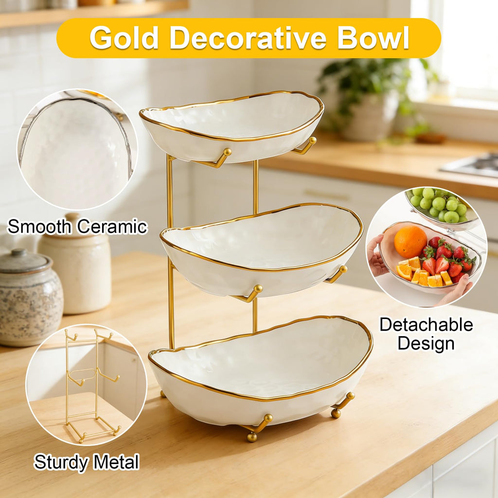 3-Tier Ceramic Fruit Bowl with Stand N8263