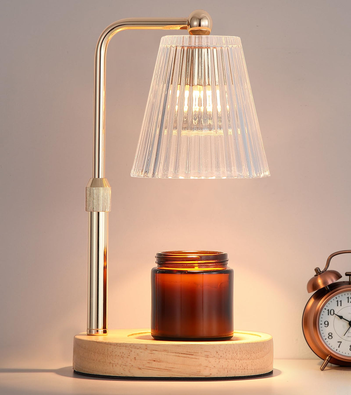 Gold Candle Warmer Lamp with Timer Dimmable with 2 Bulbs I388
