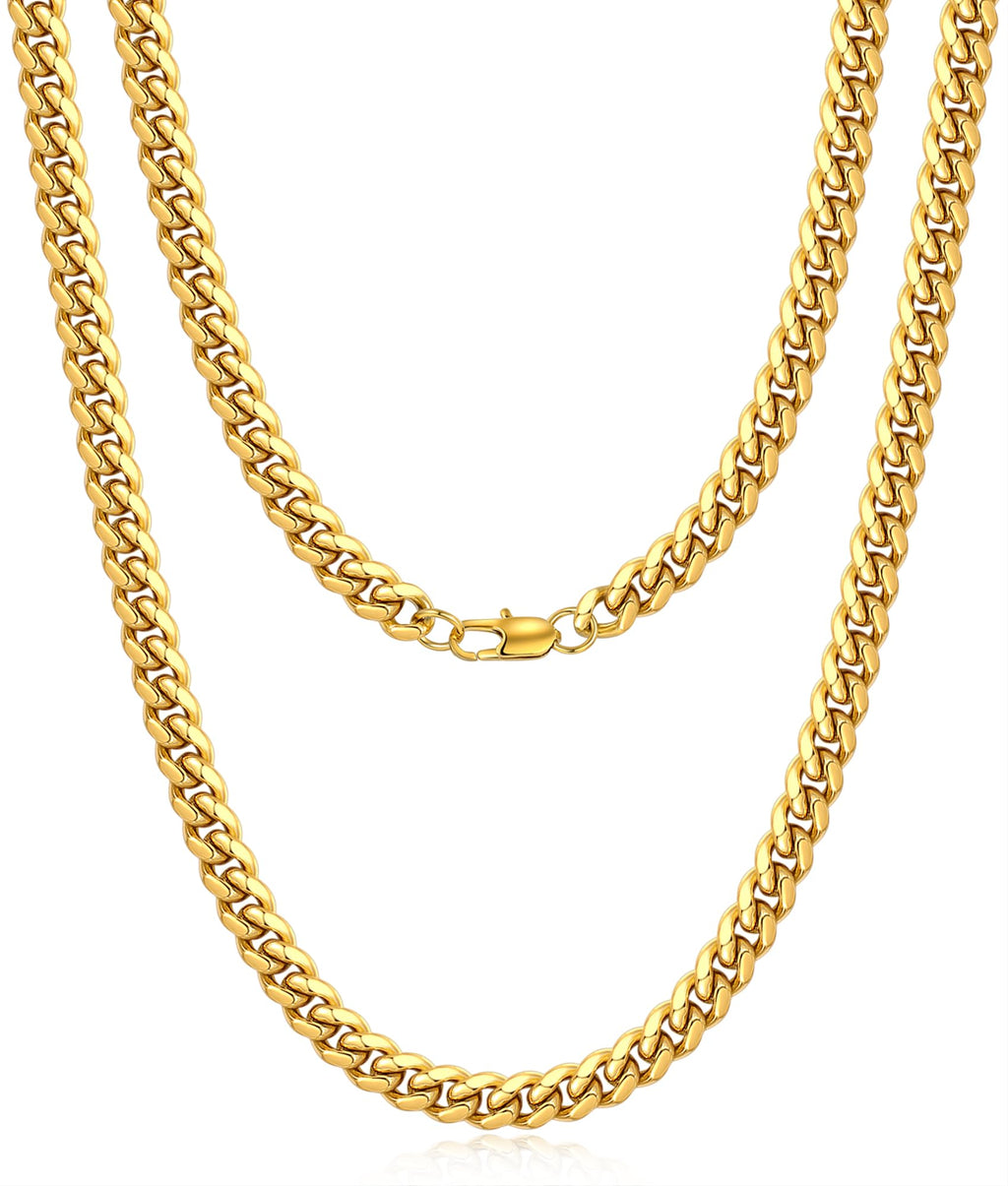 Cuban Link Chain 4mm 6mm 10mm 18K Gold Plated 316L Stainless Steel Necklace E5263