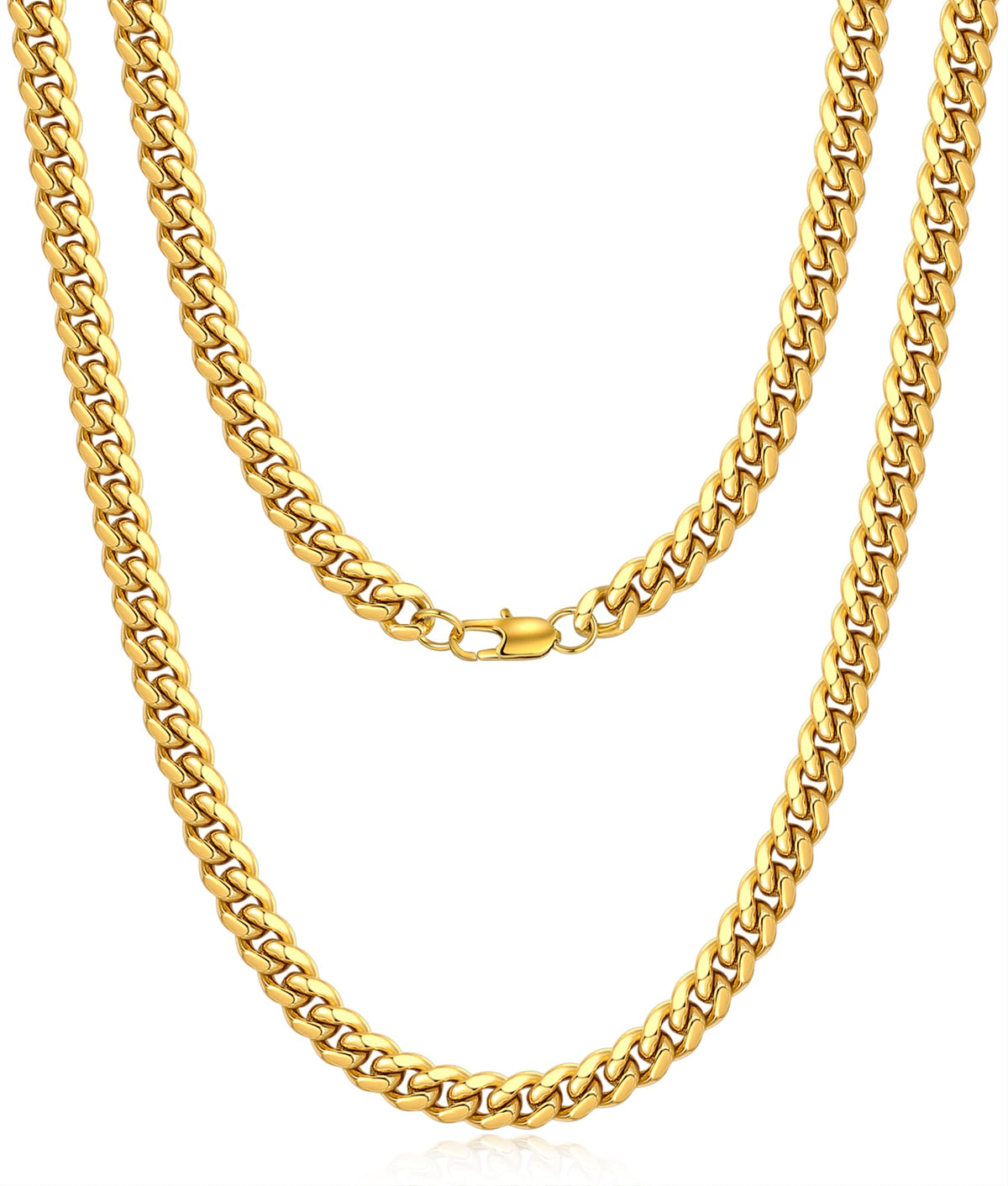 Cuban Link Chain 4mm 6mm 10mm 18K Gold Plated 316L Stainless Steel Necklace E5263