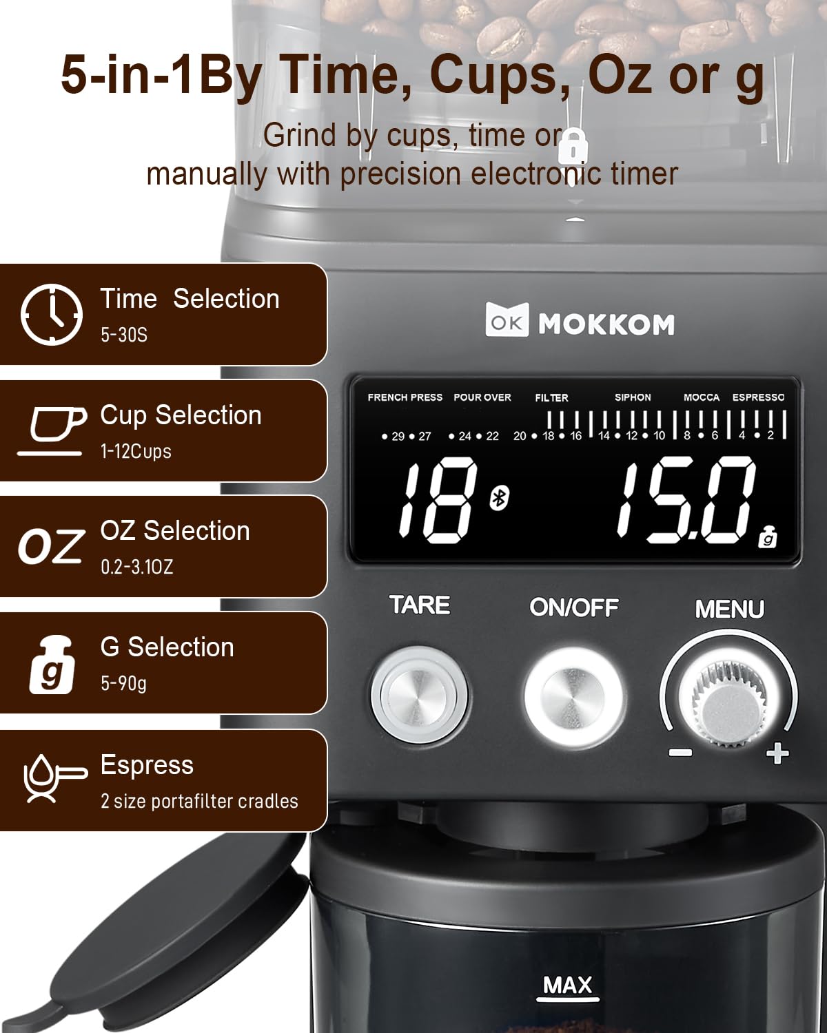 Electric Conical Burr Coffee Grinder with Scale Z936