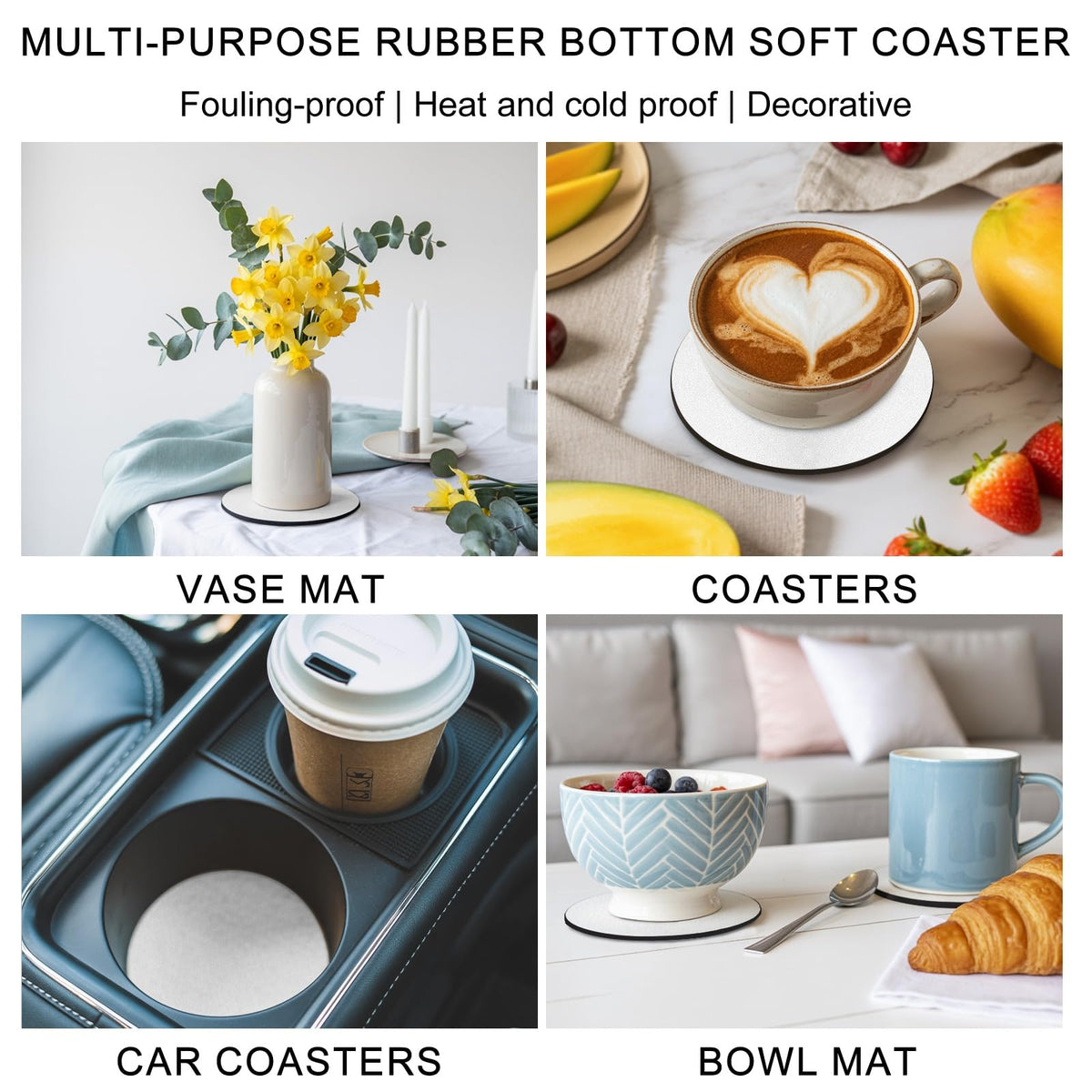 Black Grey Absorbent Coasters Set of 4 I856