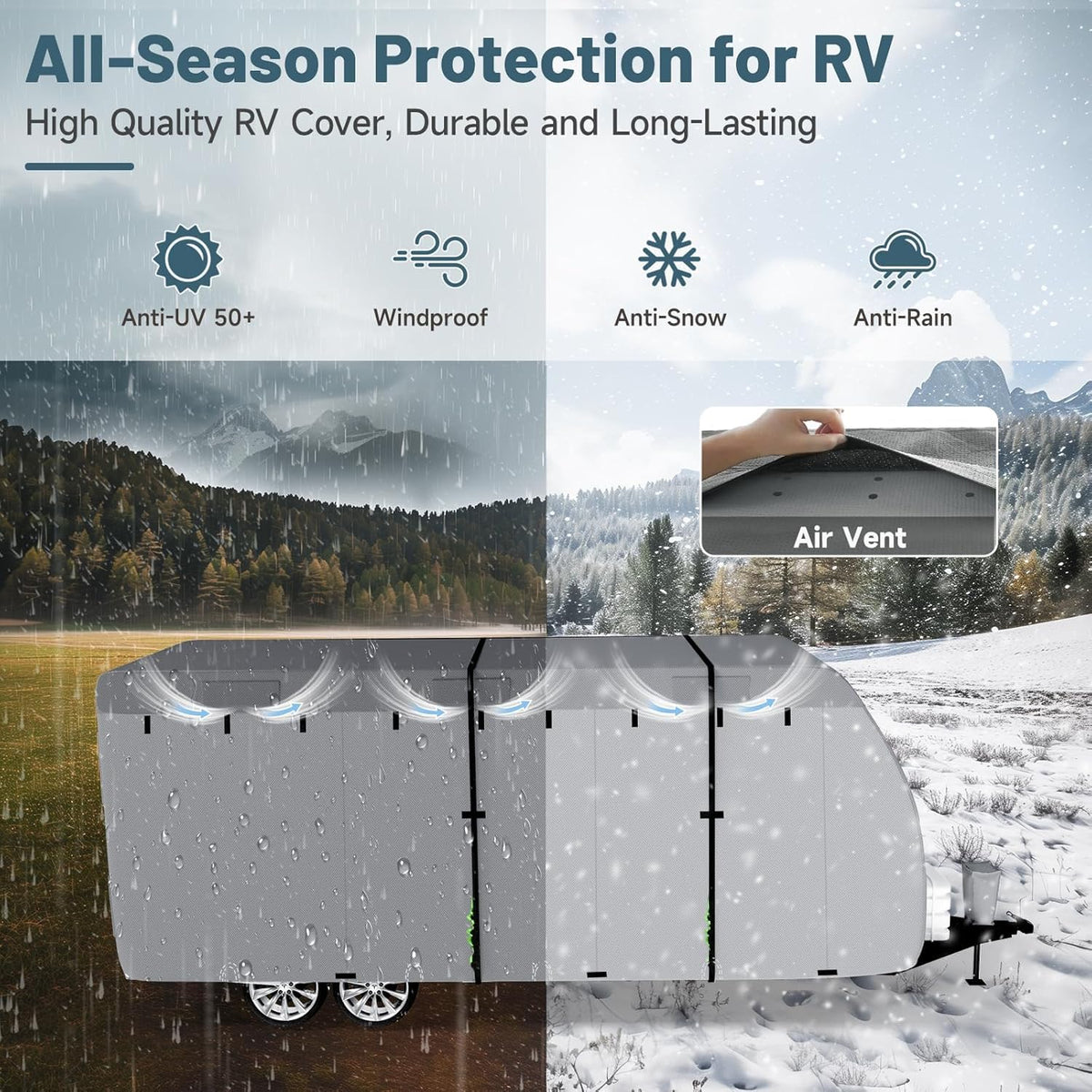 7 Layers Waterproof 14-16ft Travel Trailer RV Cover J894