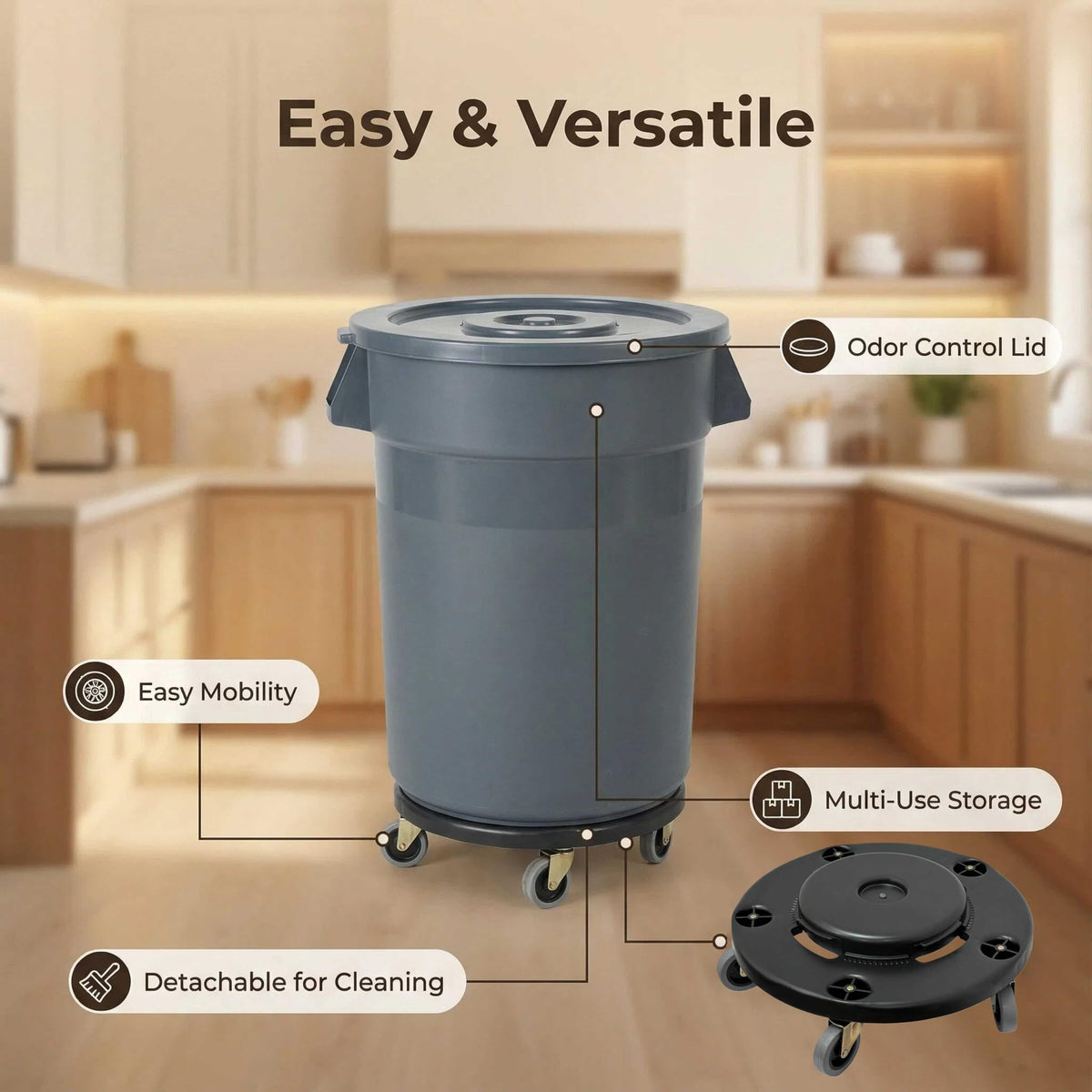 32 Gallon Outdoor Trash Can with Lid and Wheels J7560