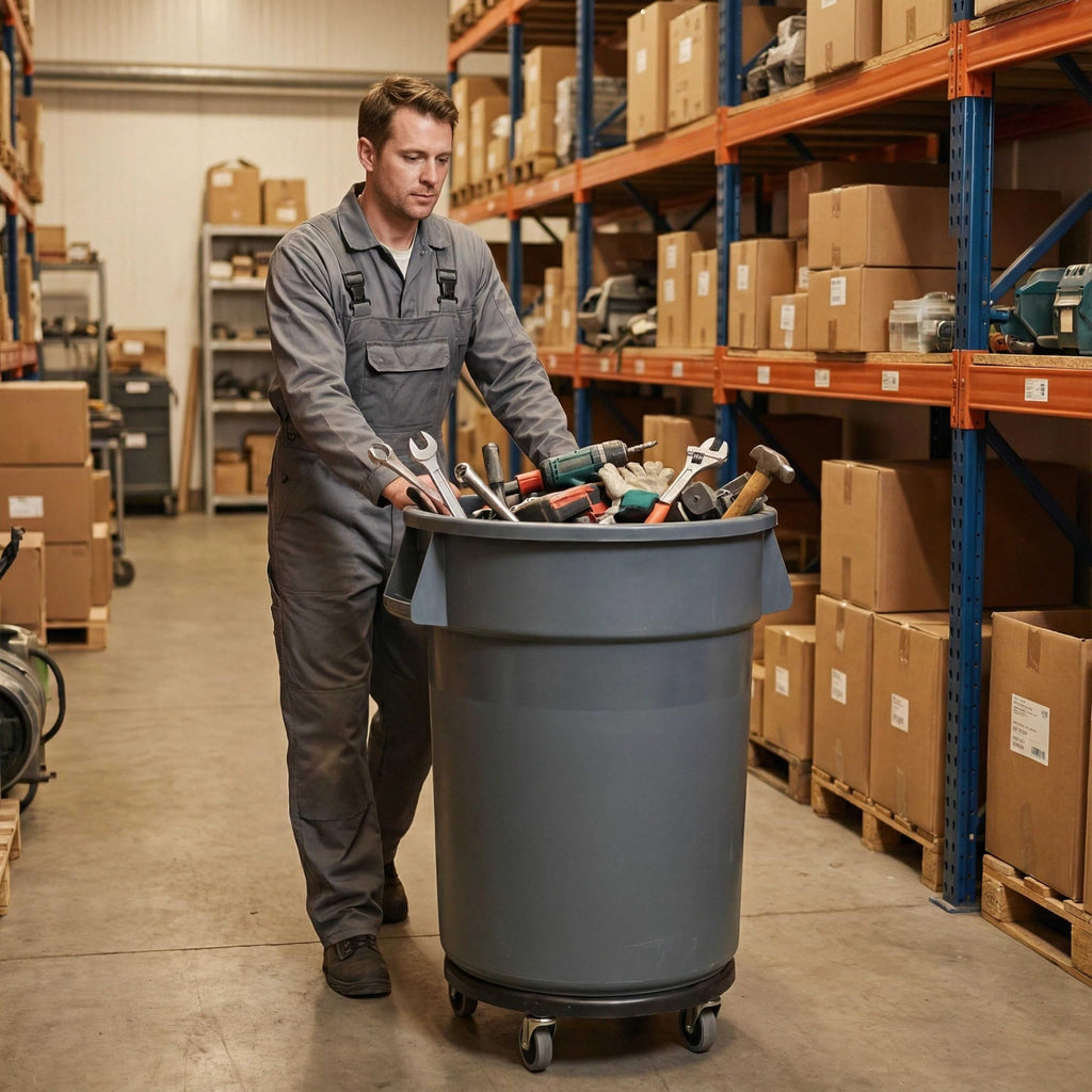 32 Gallon Outdoor Trash Can with Lid and Wheels J7560