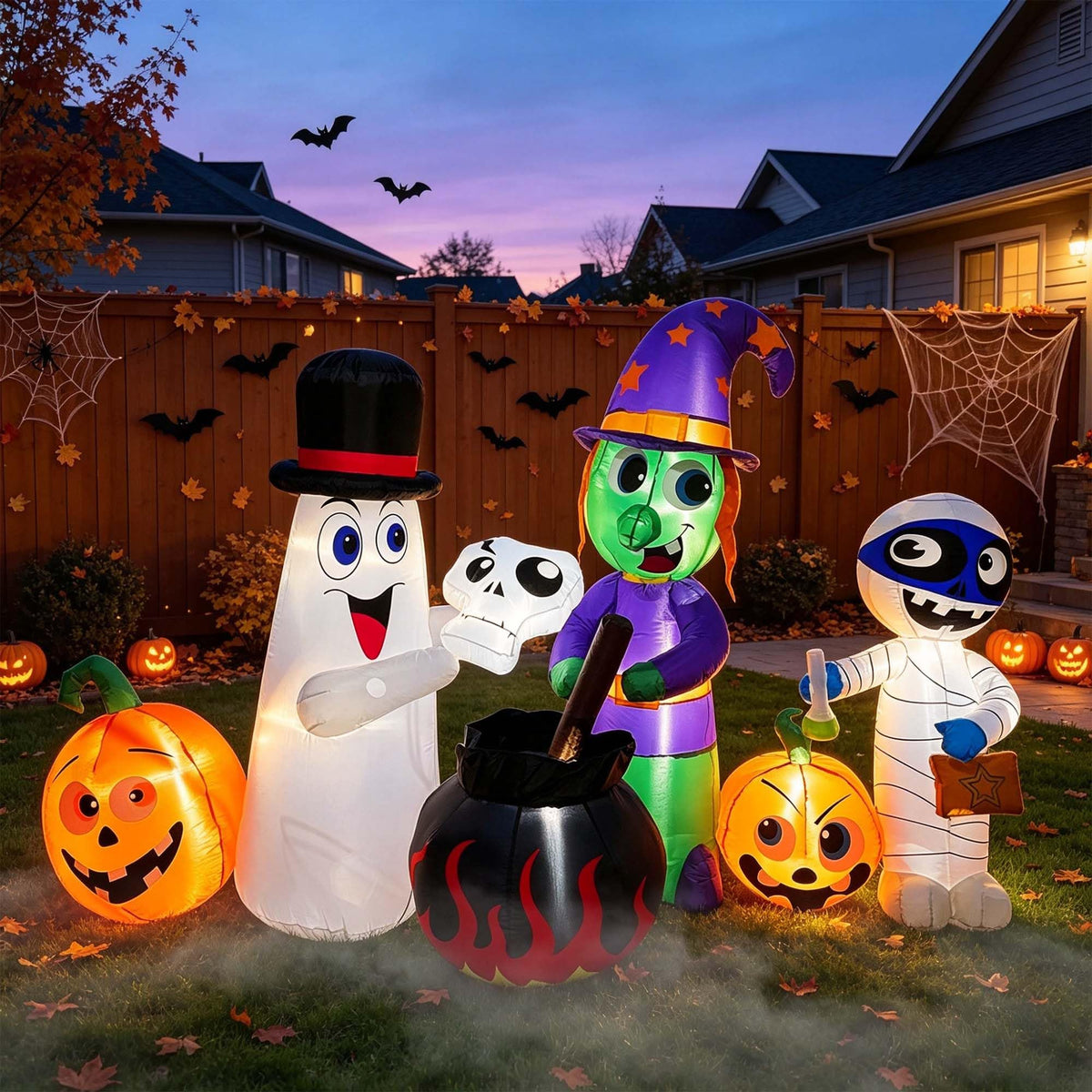 8 FT Halloween Inflatable Witch Ghost Mummy Combo Decorations H592