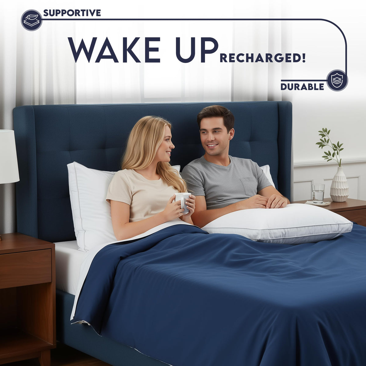 White Queen Size Set of 2 Bed Pillow P57992
