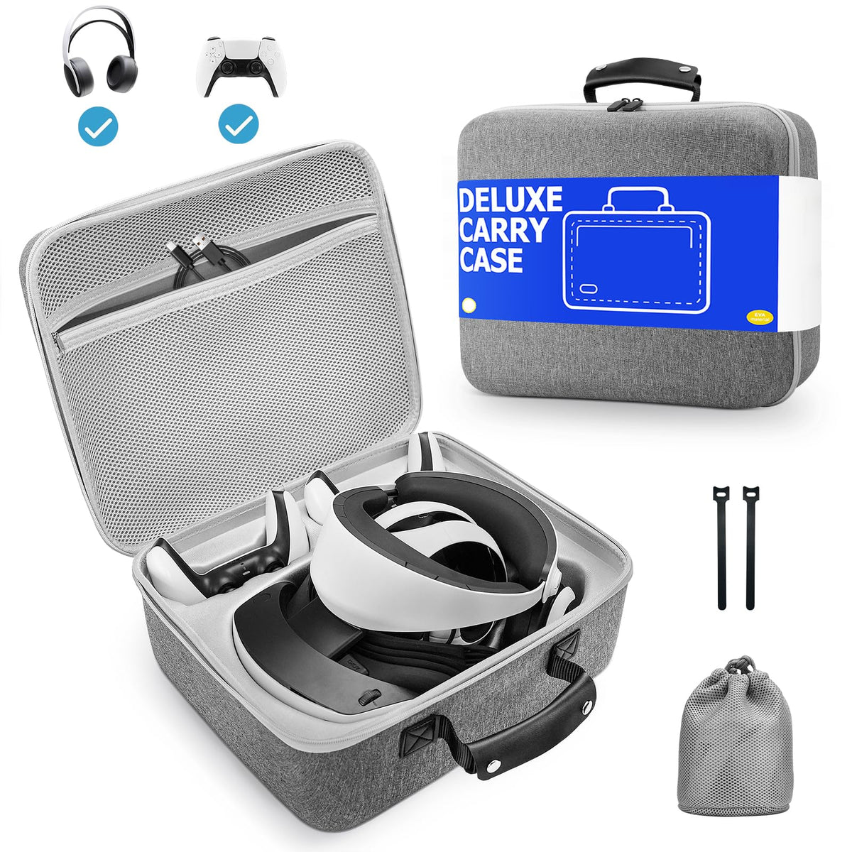 Grey Portable Hard Case for Gaming Headset and Touch Controllers V172481