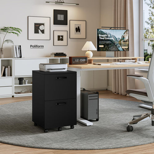 2 Drawer Black Wood File Cabinet T8297