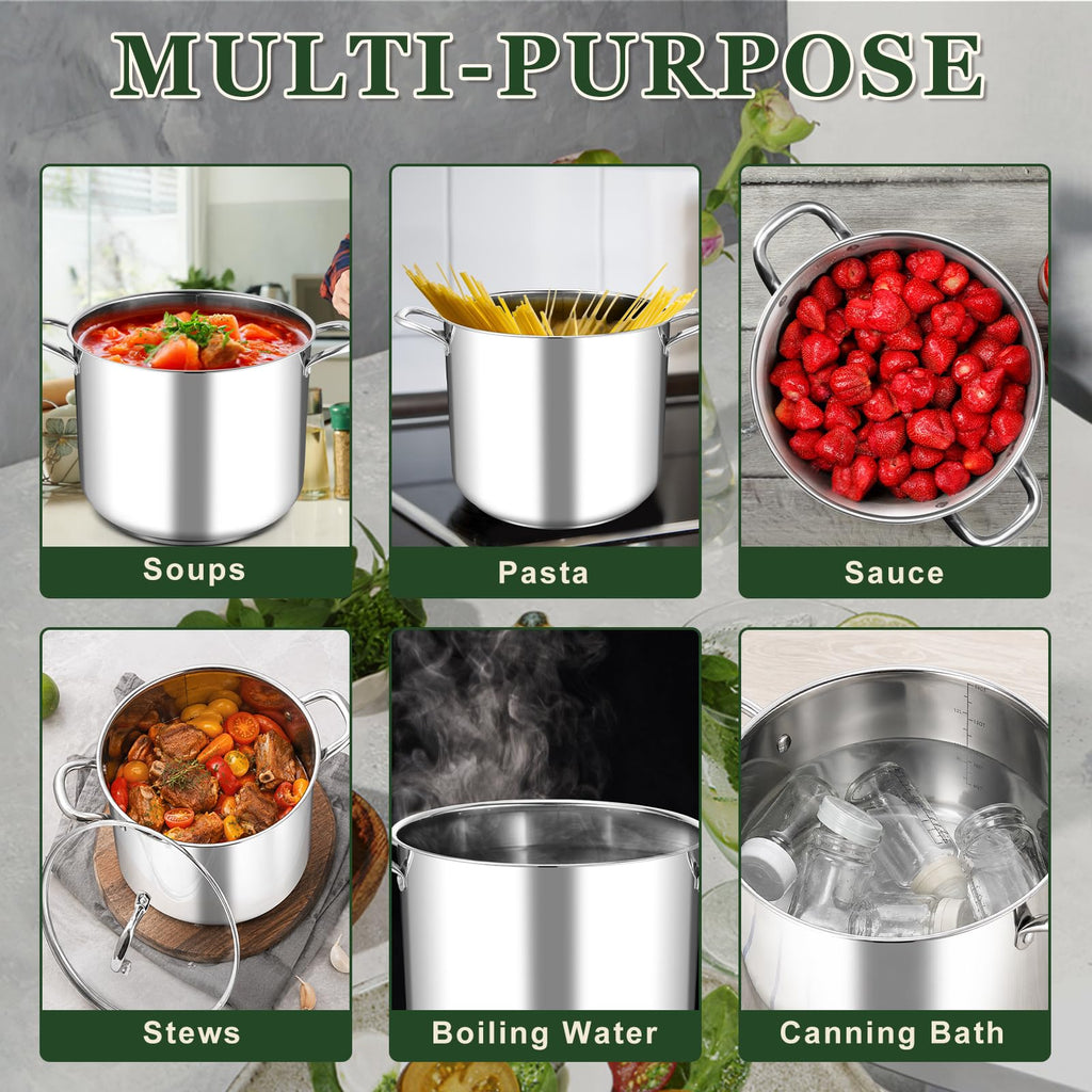 14Qt Stainless Steel Stock Pot with Lid L6034