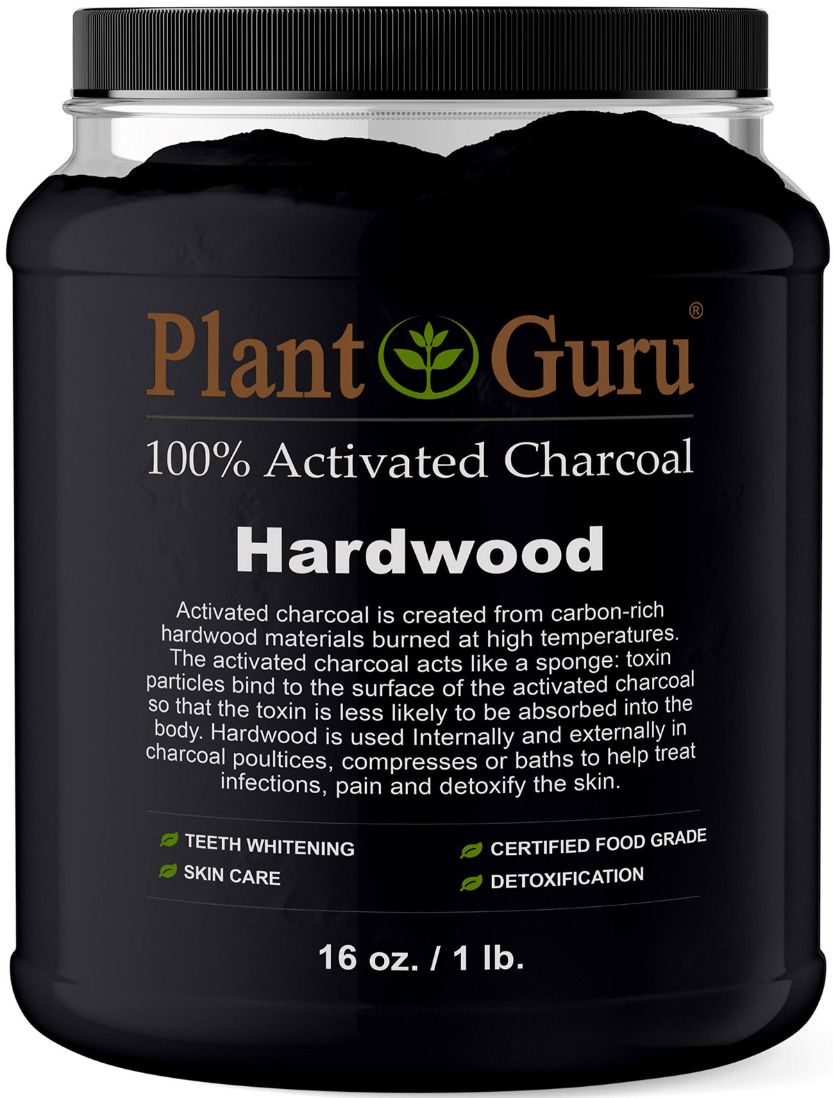 Activated Charcoal Powder 1 lb. Jar Food Grade Kosher Non-GMO Y436138