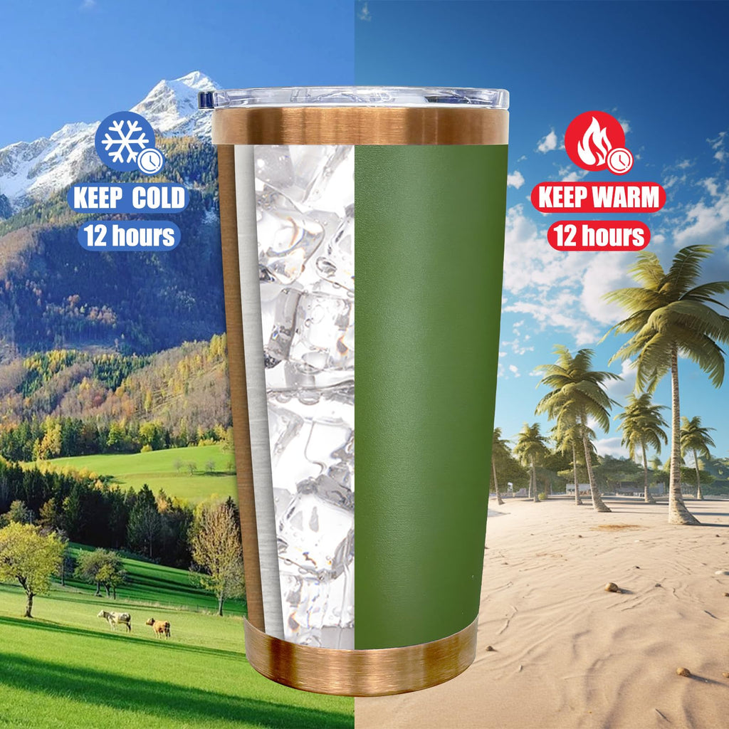 20 oz Stainless Steel Tumblers with Lids and Straws Army Green D785