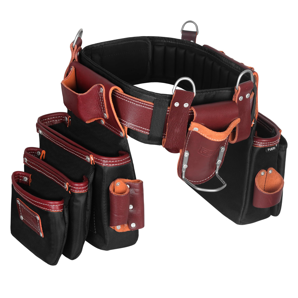 Heavy Duty Leather & 1680D Nylon 26 Pockets Electrician Tool Belt & Bag Combo L867
