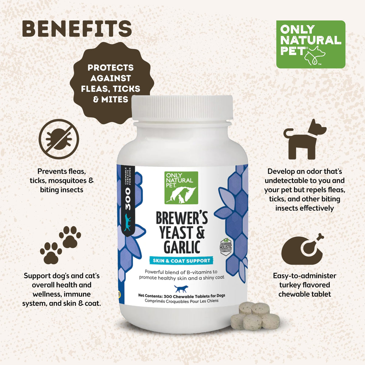 Brewer's Yeast & Garlic Chewables 300 Count Tablet 3 Pack Y592669