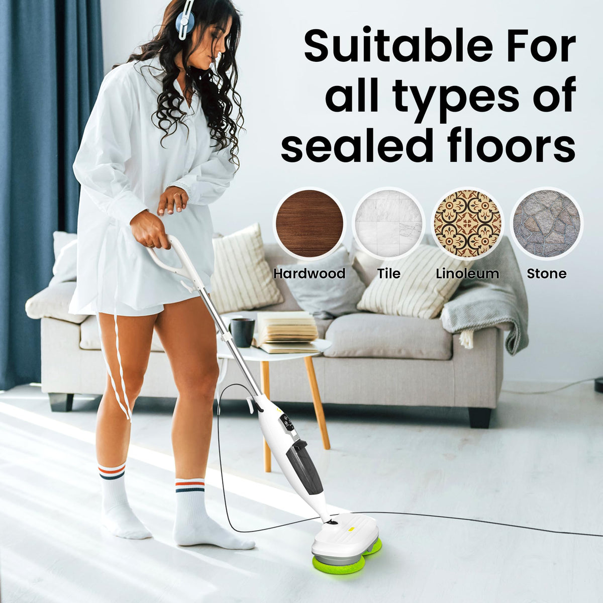 15-in-1 Electric Steam Mop with 3 Steam Modes D789